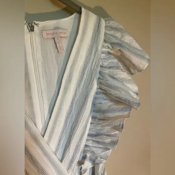 Rebecca Taylor, Yard Dyed Stripe Midi Dress with Flutter Sleeves, size 4