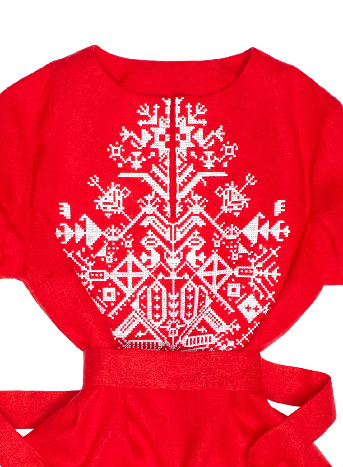 Red blouse with embroidery