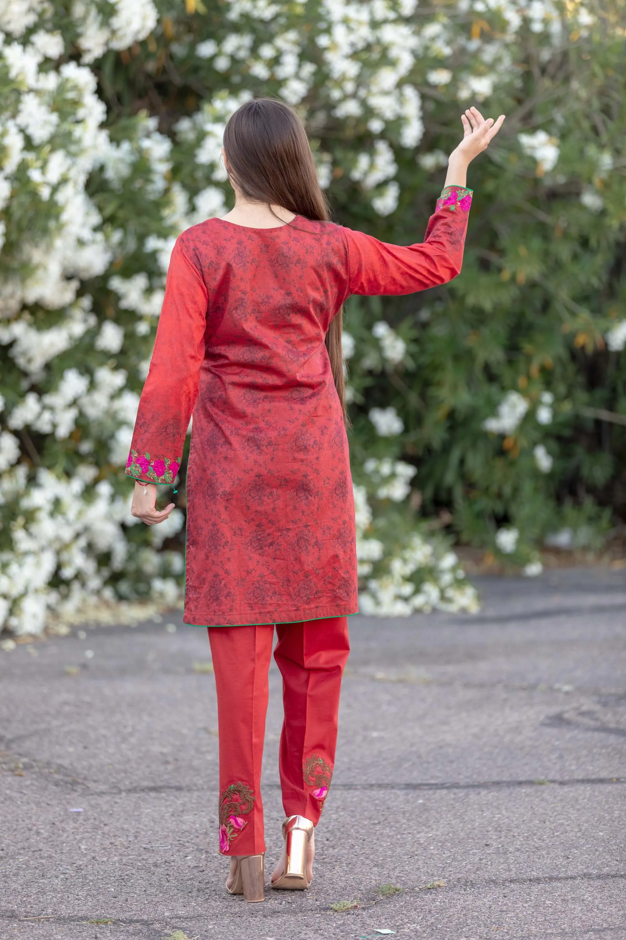 Red Chiffon Salwar Kameez Suit
