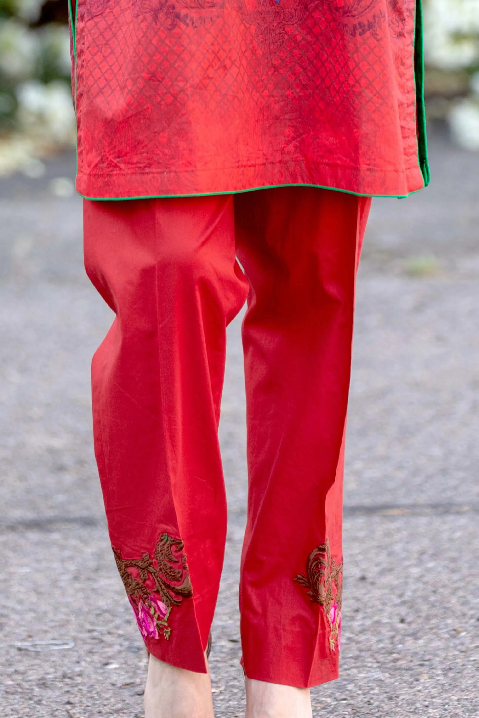 Red Chiffon Salwar Kameez Suit