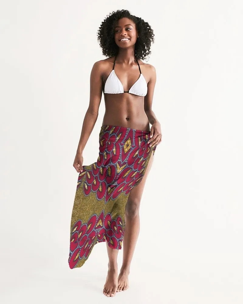 Red Gold African print Swim Cover Up