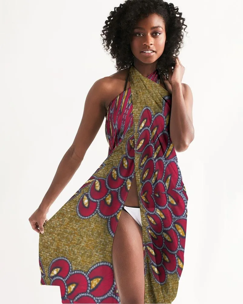 Red Gold African print Swim Cover Up