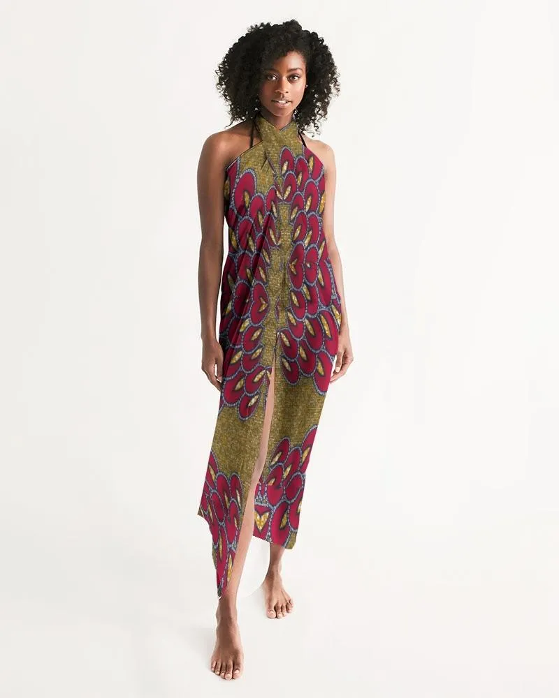 Red Gold African print Swim Cover Up