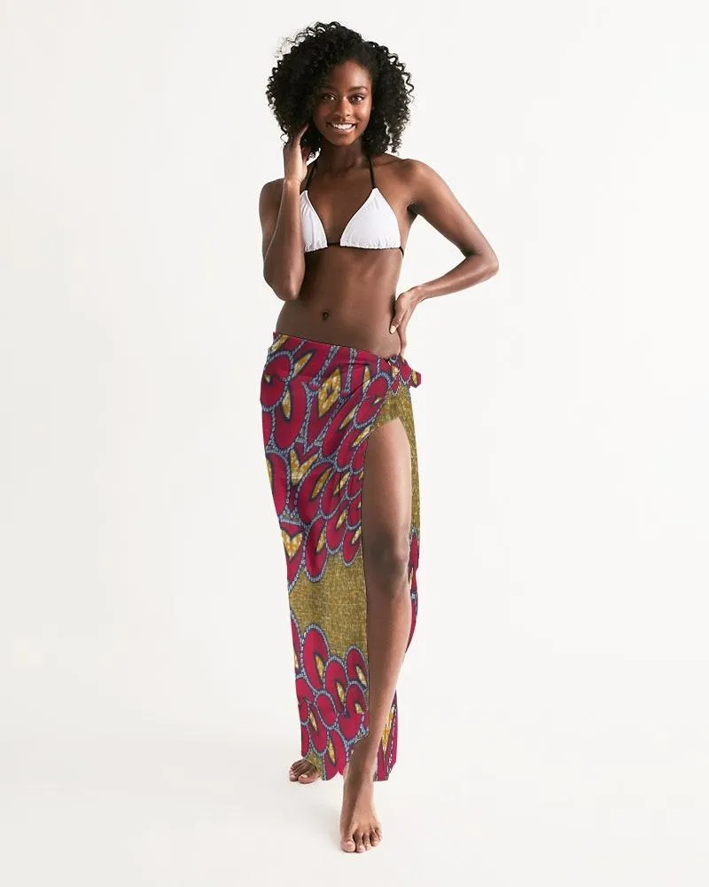 Red Gold African print Swim Cover Up