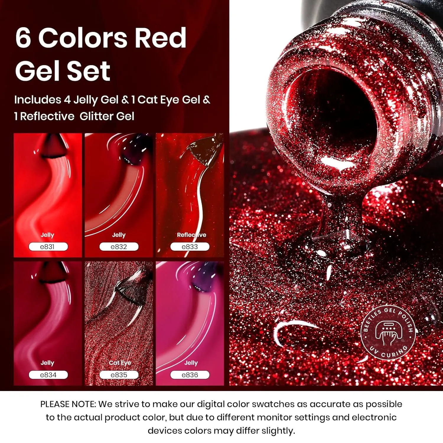 Red Reviva| 6 Colors Gel Polish Set Perfect Gift