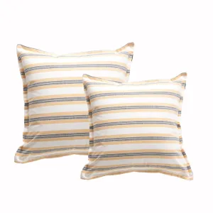 Renee Taylor Marina Stripe Stone washed Yarn-dyed Cushion Twin Pack 50 x 50 Cms Polyester Filled Gold