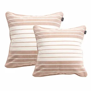 Renee Taylor Palma Stripe Stone washed Yarn-dyed Cushion Twin Pack 50 x 50 Cms Feather Filled Copper