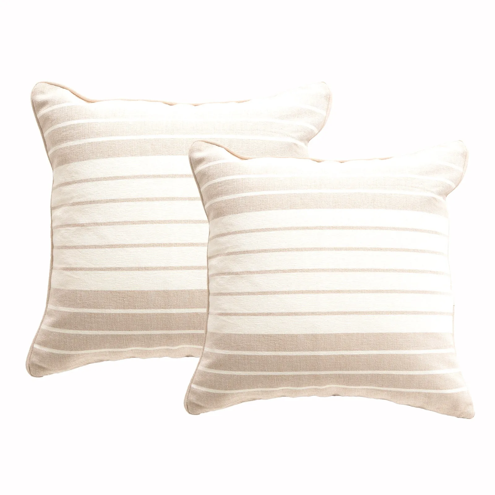 Renee Taylor Palma Stripe Stone washed Yarn-dyed Cushion Twin Pack 50 x 50 Cms Feather Filled Nude