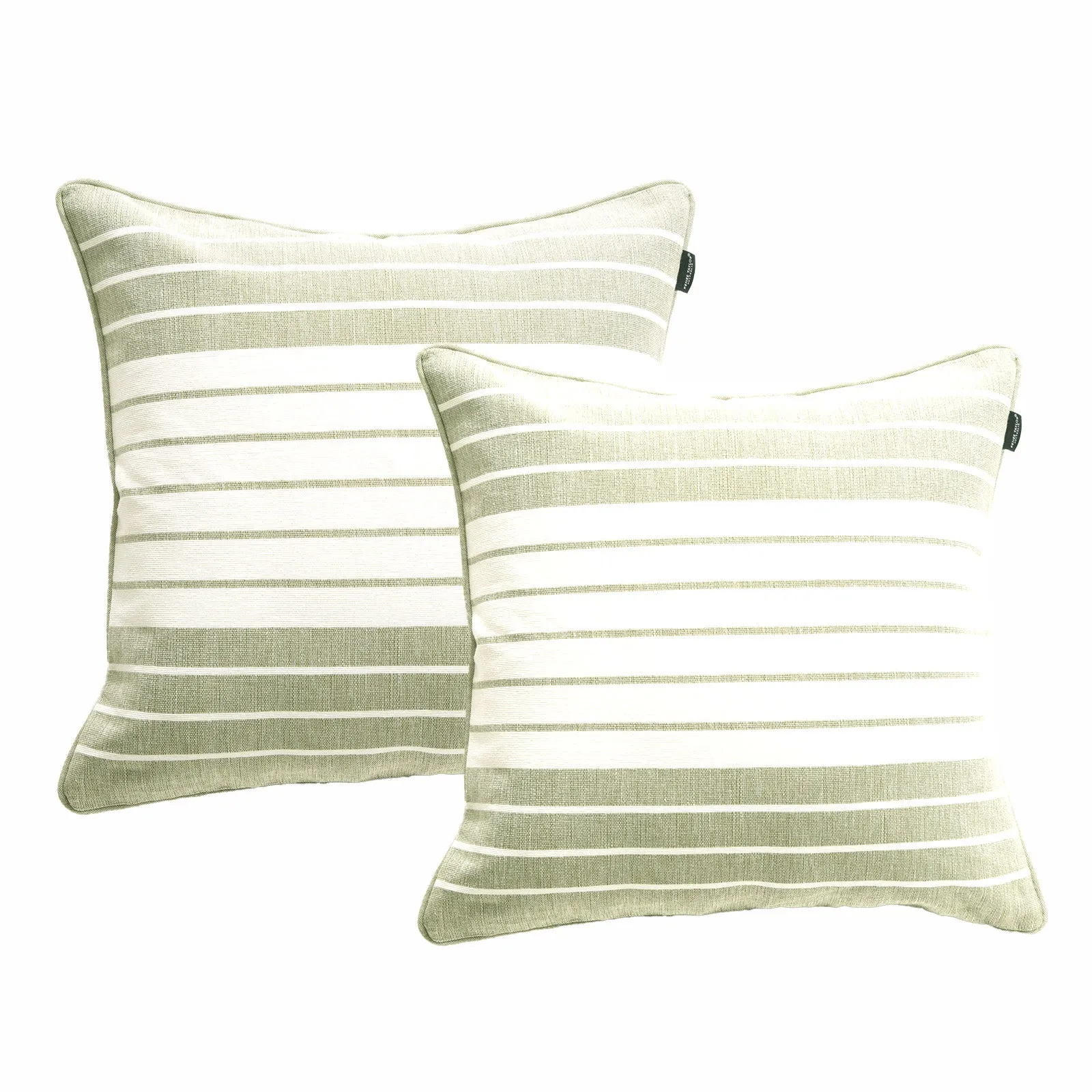 Renee Taylor Palma Stripe Stone washed Yarn-dyed Cushion Twin Pack 50 x 50 Cms Polyester Filled Khaki
