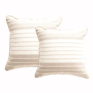 Renee Taylor Palma Stripe Stone washed Yarn-dyed Cushion Twin Pack 50 x 50 Cms Polyester Filled Nude