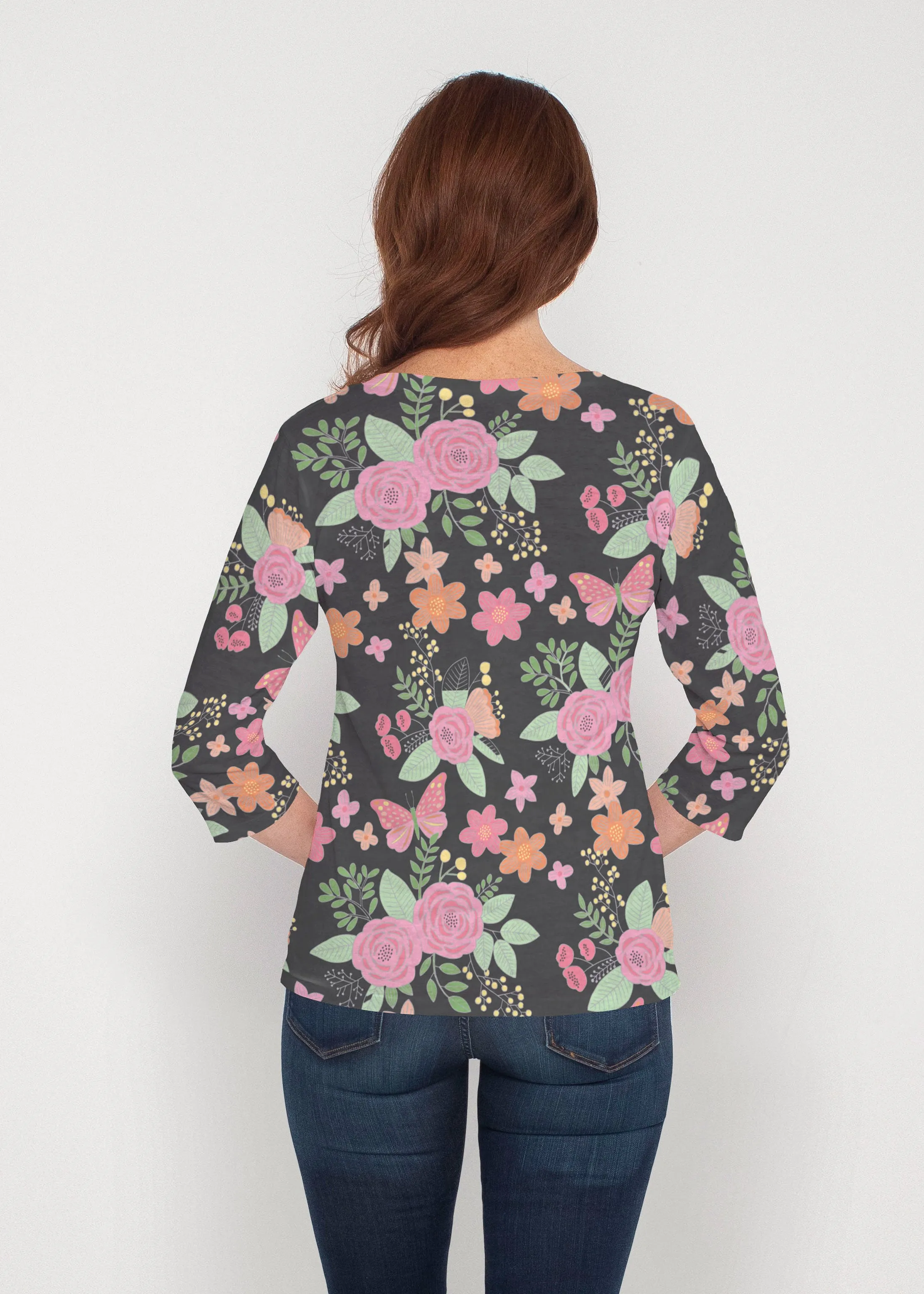 Rosalyn (14298) ~ Signature 3/4 Sleeve V-Neck Top