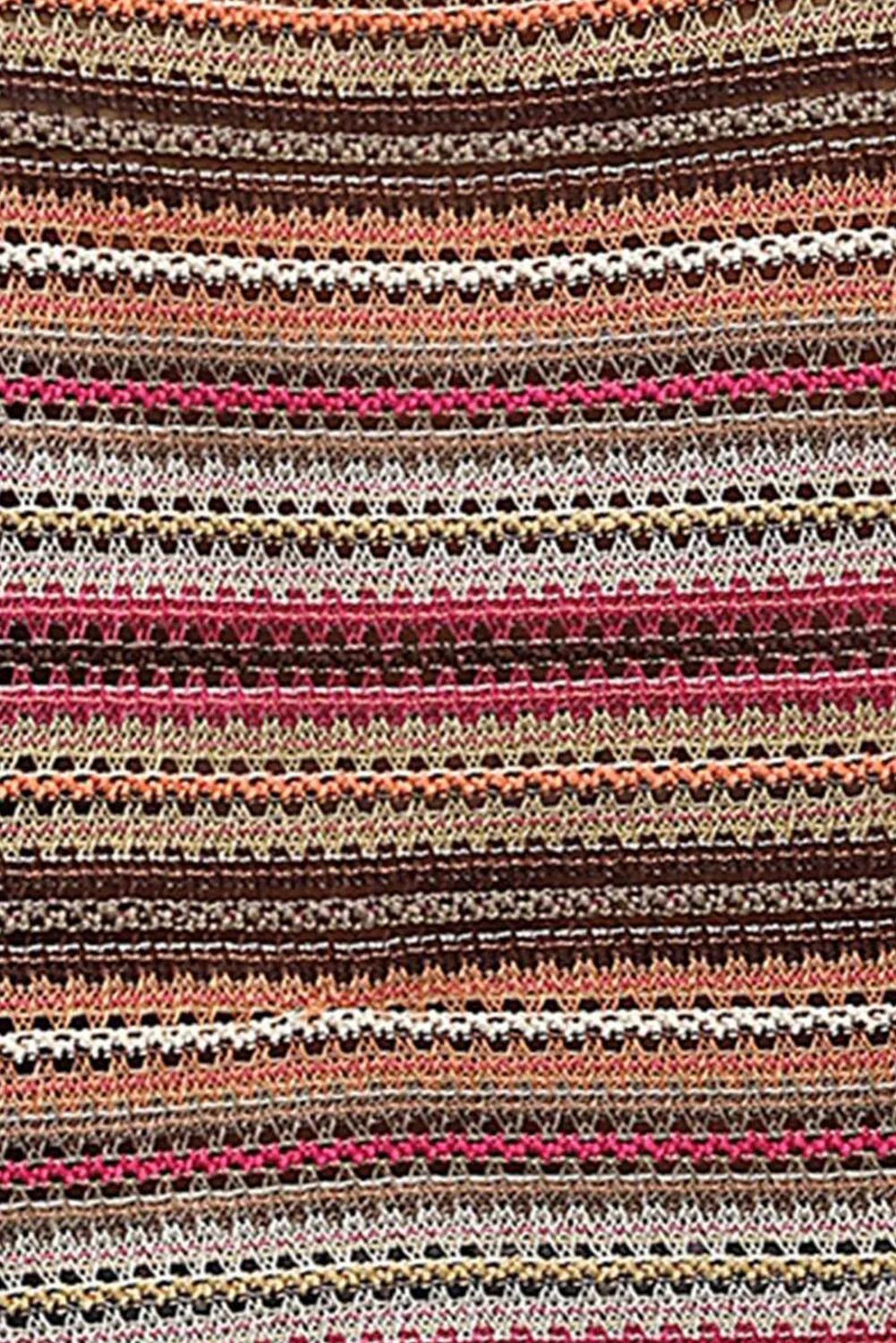 Rose Red Ethnic Striped Wide Cropped Long Sleeve Top