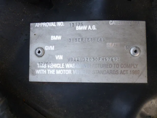 S2662 3' E46 Sedan 318i M43 AUTO 1998/10