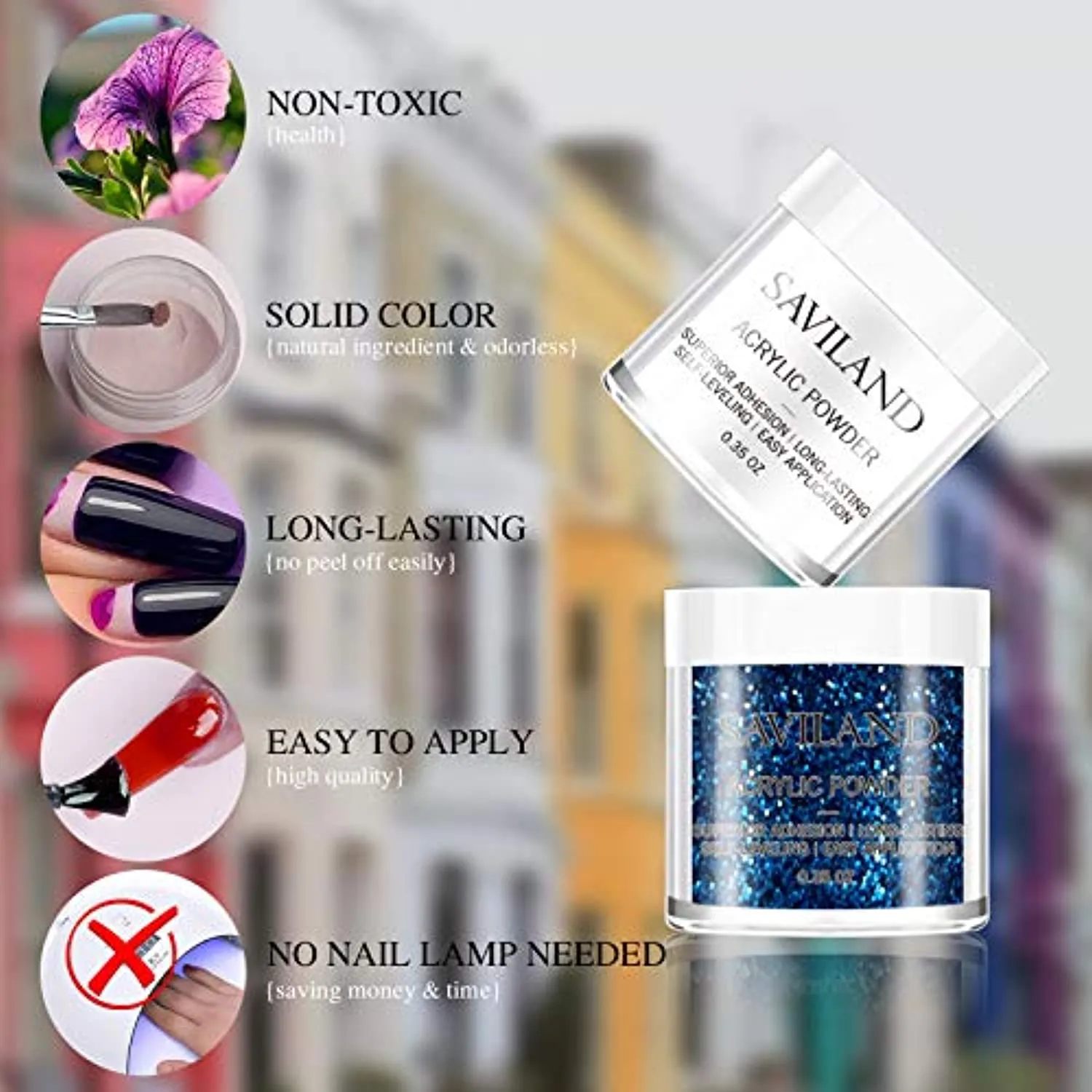 Saviland Acrylic Powder Set 20 Colors Acrylic Nail Powder Kit Nude Gray Glitter Professional Polymer Powder for Acrylic Nails Extension No Need Nail Lamp