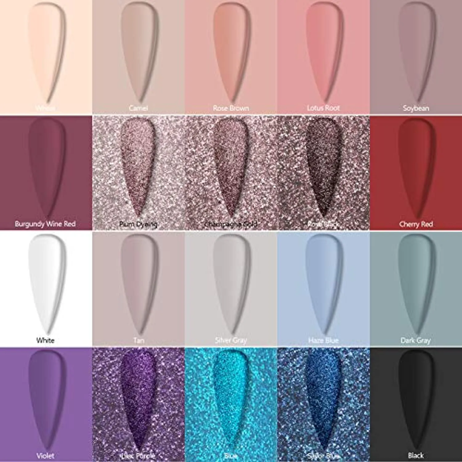 Saviland Acrylic Powder Set 20 Colors Acrylic Nail Powder Kit Nude Gray Glitter Professional Polymer Powder for Acrylic Nails Extension No Need Nail Lamp