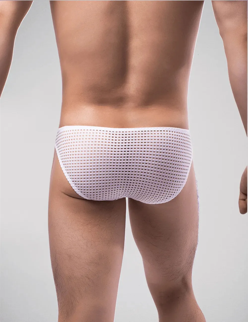 Scandals Mesh Stripe Briefs - Breathable, Sporty Style in White or Pink