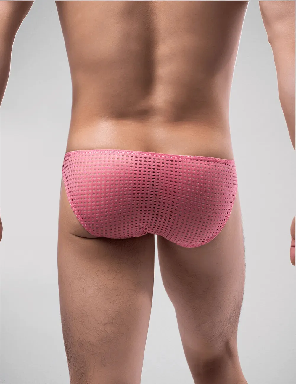 Scandals Mesh Stripe Briefs - Breathable, Sporty Style in White or Pink