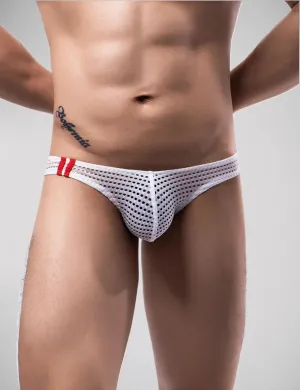 Scandals Mesh Stripe Briefs - Breathable, Sporty Style in White or Pink