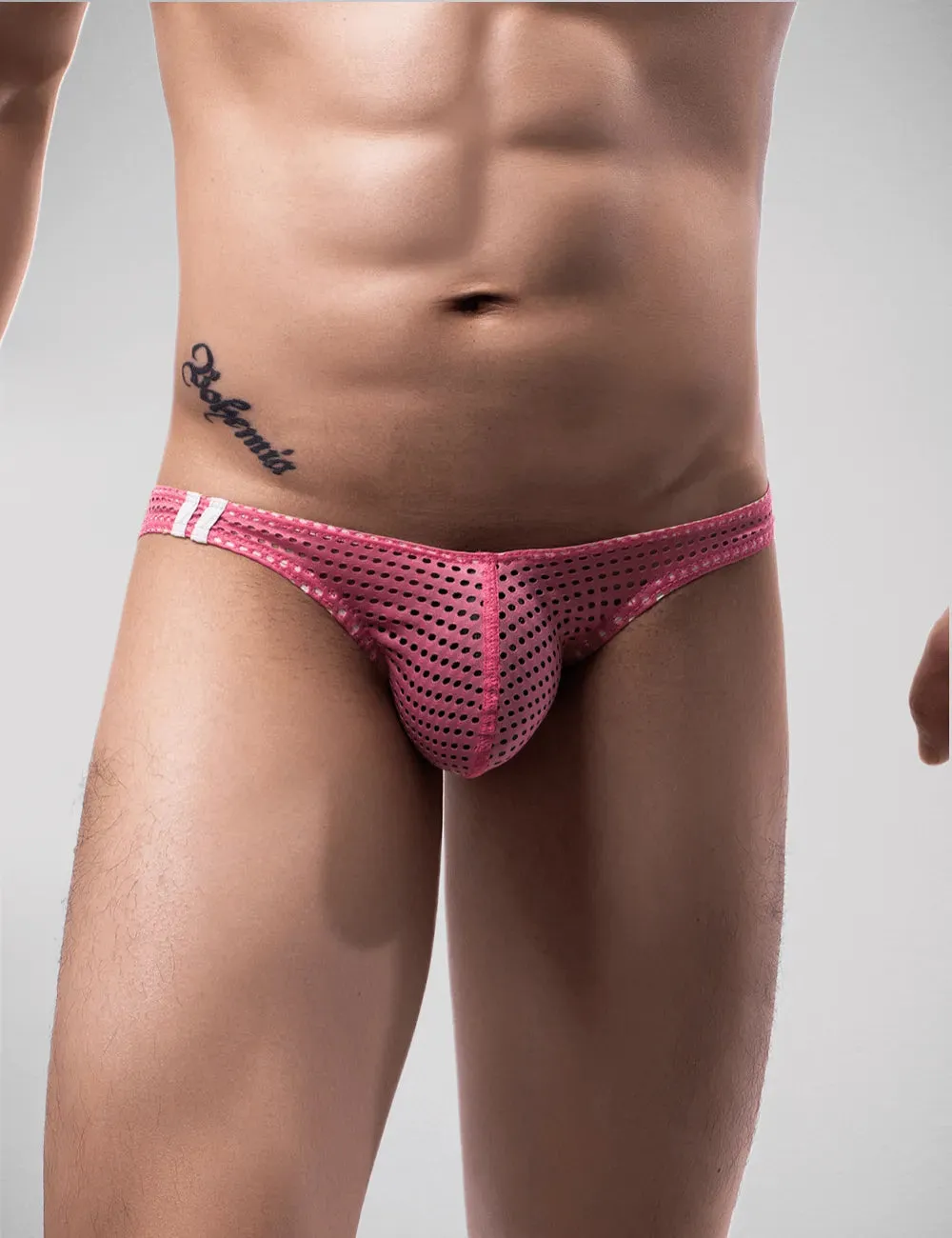 Scandals Mesh Stripe Briefs - Breathable, Sporty Style in White or Pink