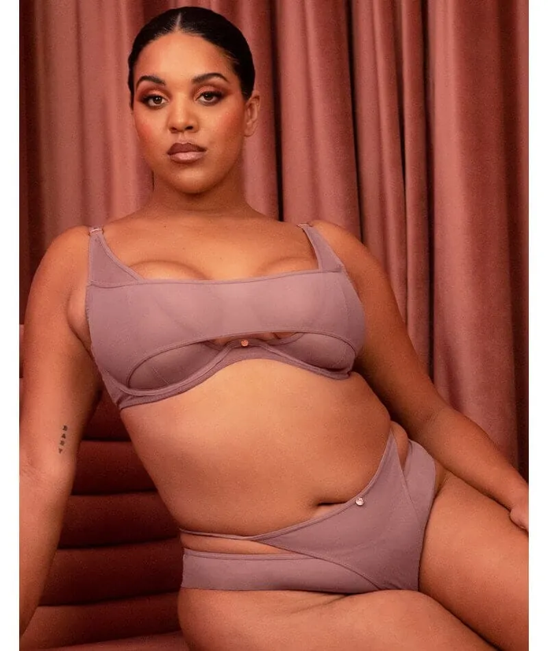 Scantilly Peep Show Brazilian Brief - Dusty Rose