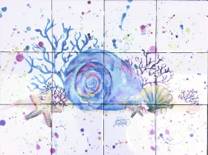 Seashell & Coral Tile Mural, High Quality (won't fade), Indoor or Outdoor, Beach Wall Tiles, Backsplash, Shower, Mosaic