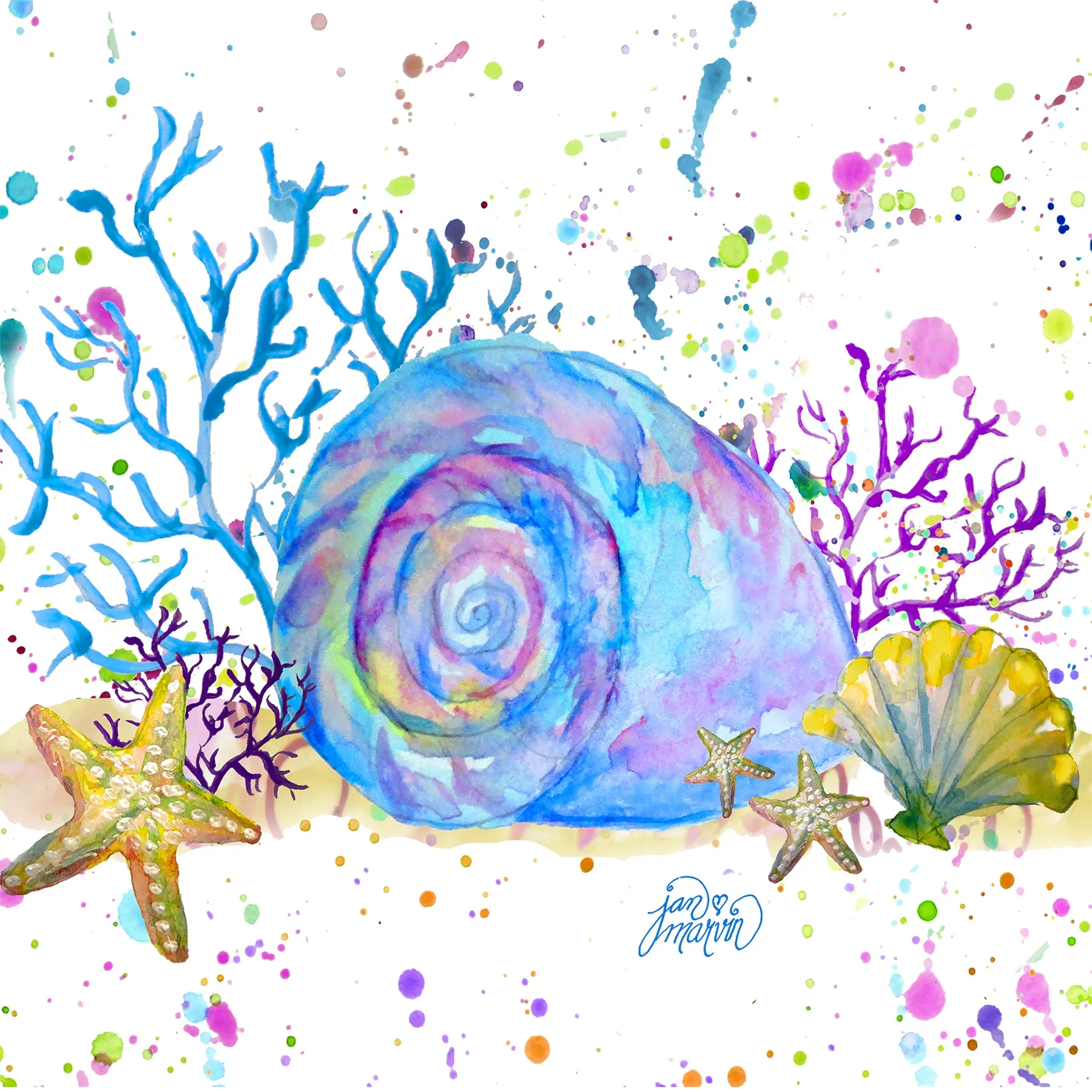 Seashell & Coral Tile Mural, High Quality (won't fade), Indoor or Outdoor, Beach Wall Tiles, Backsplash, Shower, Mosaic