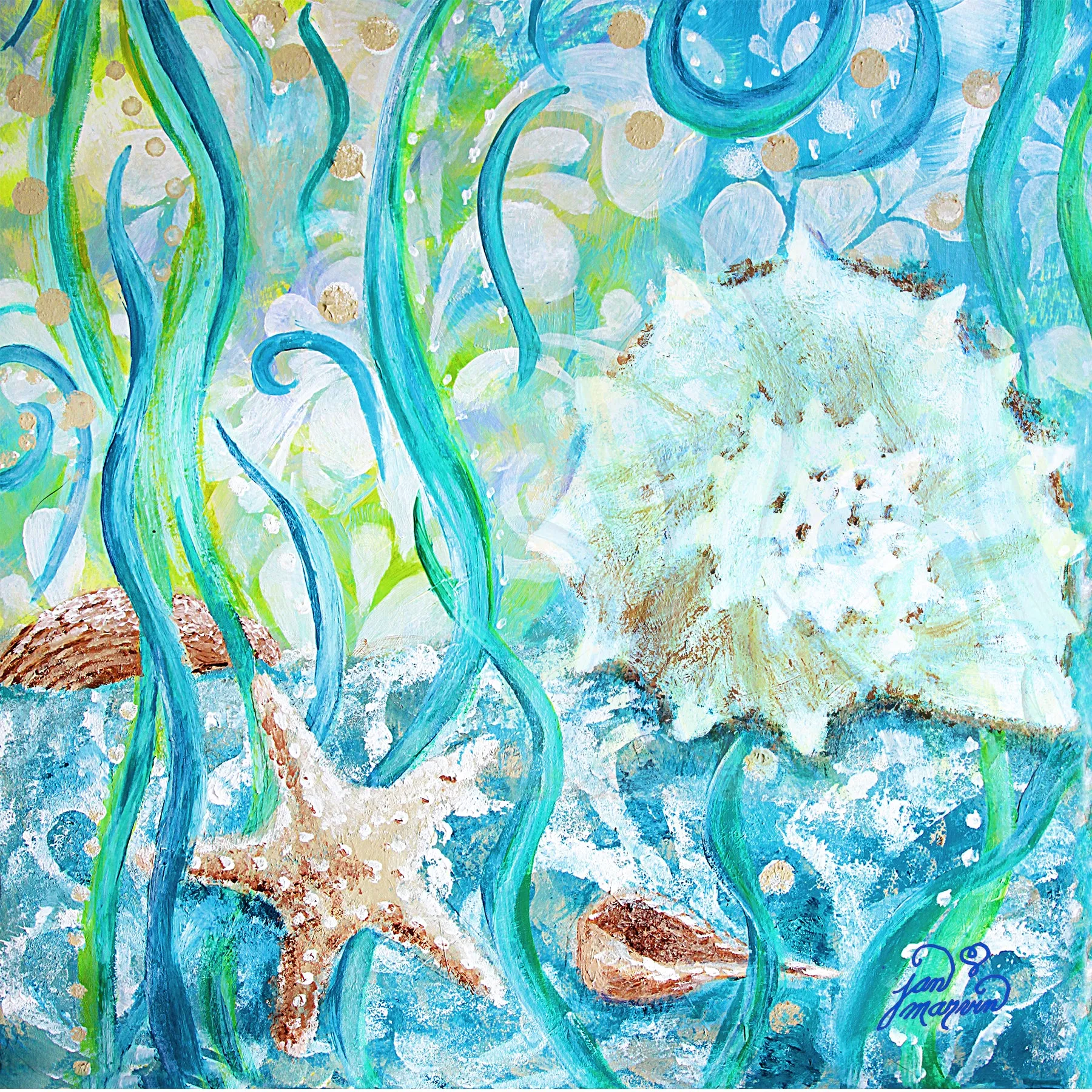 Seashells Tile Mural, High Quality (won't fade), Indoor or Outdoor, Beach Wall Tiles, Backsplash, Shower, Mosaic