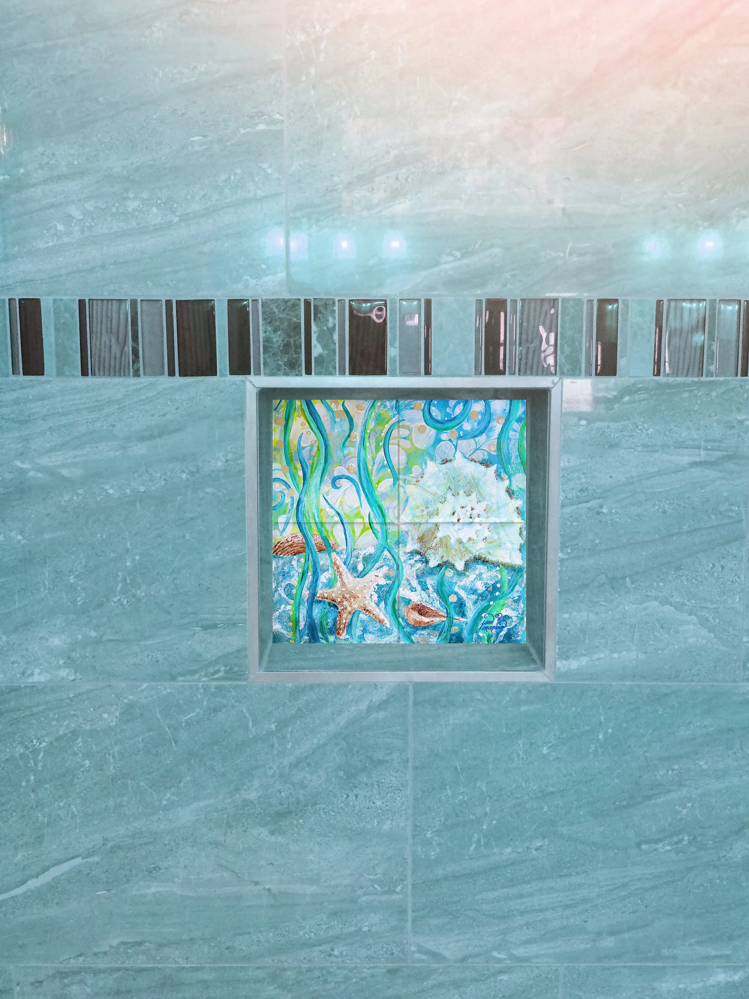 Seashells Tile Mural, High Quality (won't fade), Indoor or Outdoor, Beach Wall Tiles, Backsplash, Shower, Mosaic