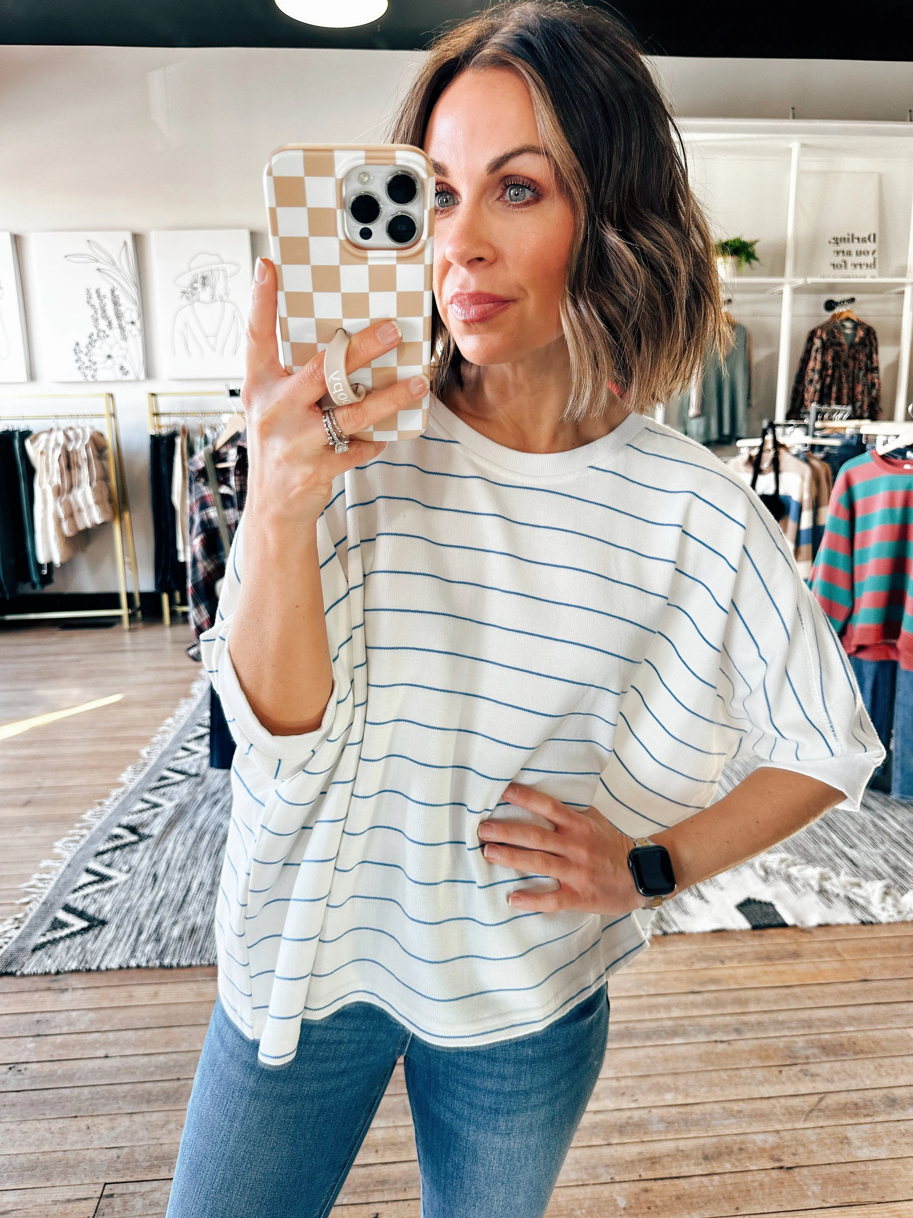 Seaside Striped Dolman Knit Top-2 Colors