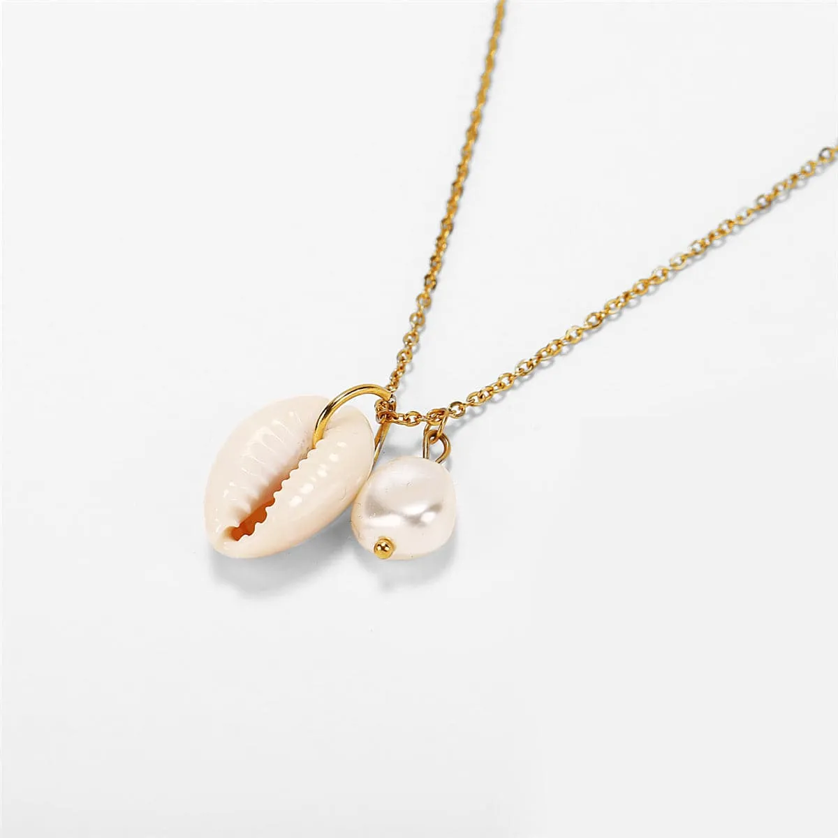 Shell & Pearl 18K Gold-Plated Pendant Necklace