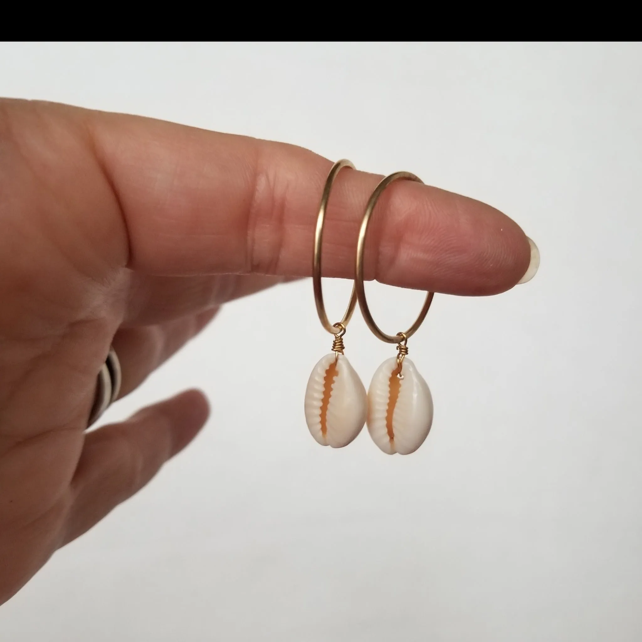 Shell Eternity Hoop Earrings - Sterling or Gold