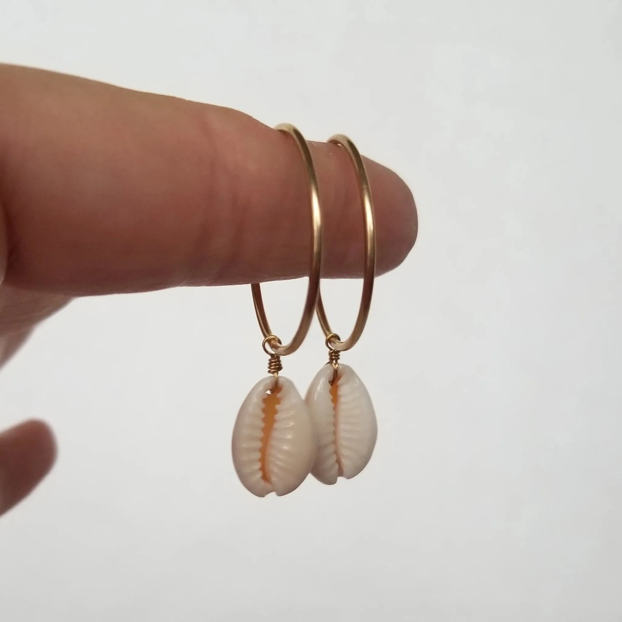 Shell Eternity Hoop Earrings - Sterling or Gold