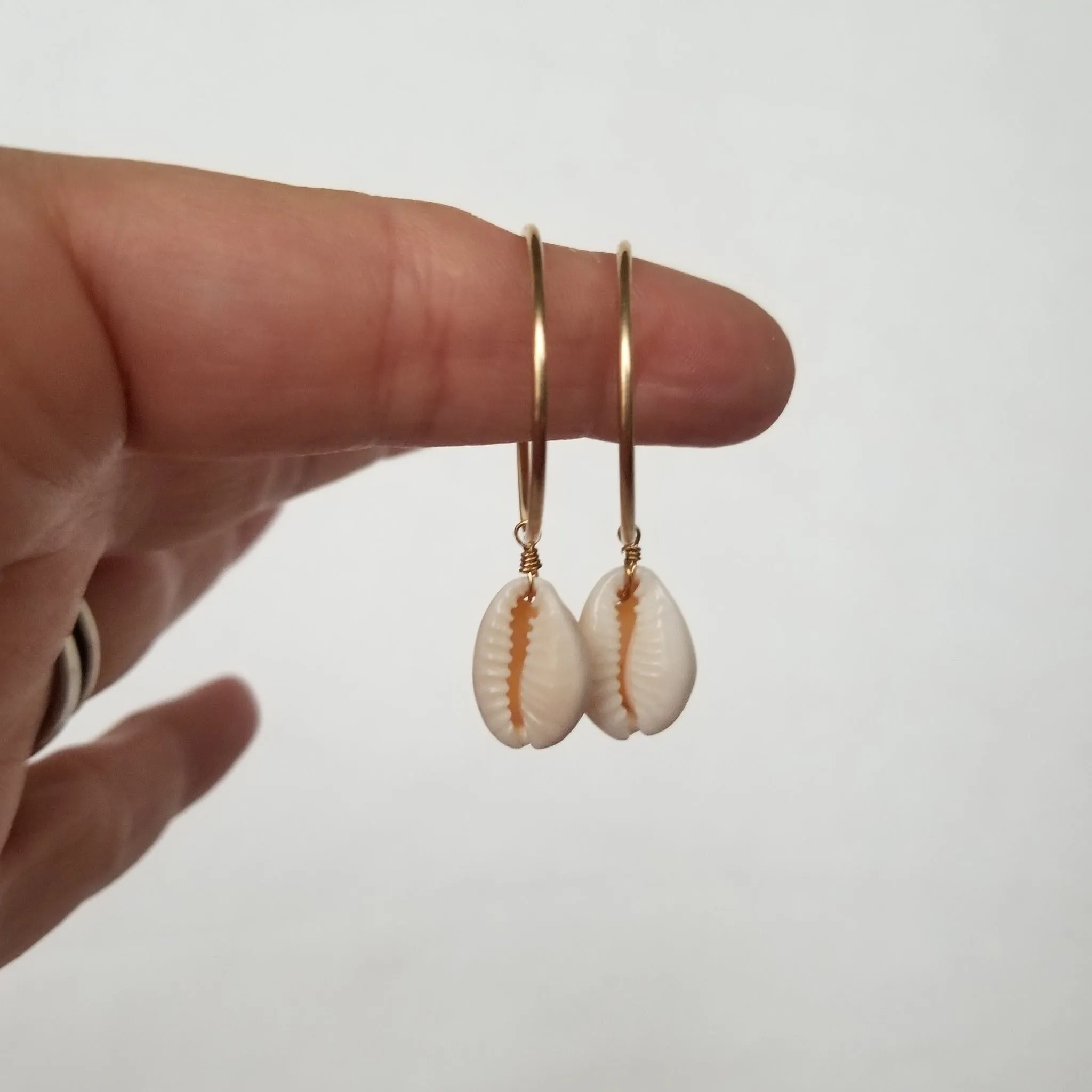 Shell Eternity Hoop Earrings - Sterling or Gold