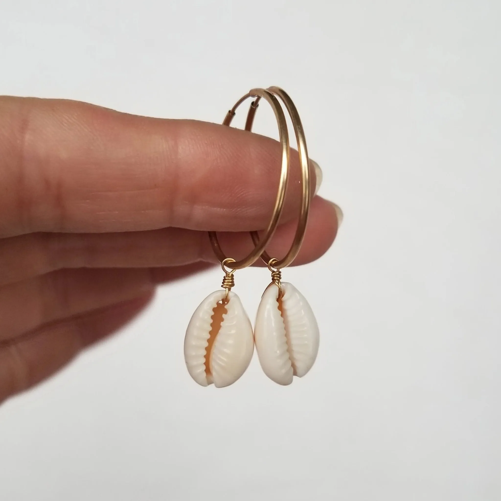 Shell Eternity Hoop Earrings - Sterling or Gold