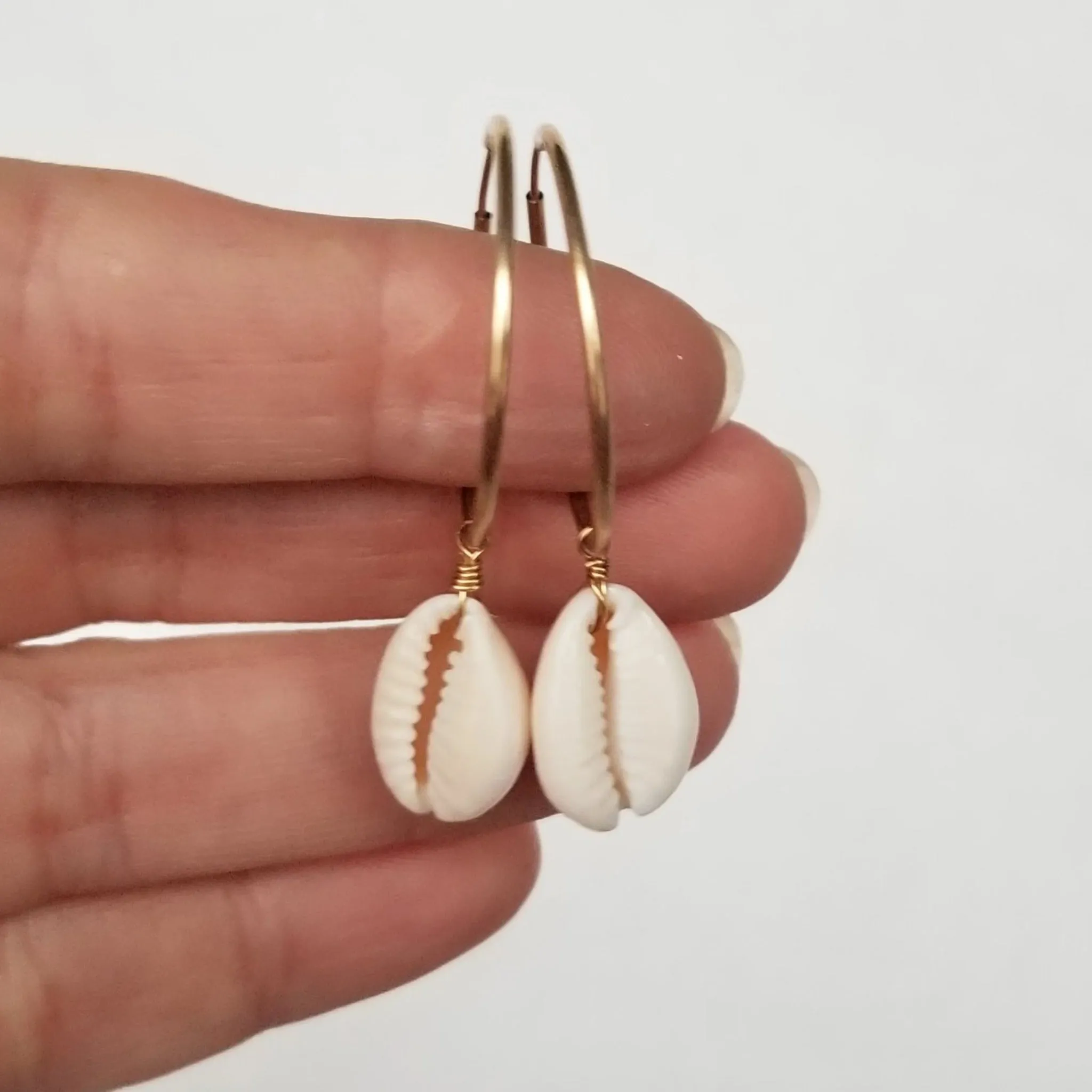 Shell Eternity Hoop Earrings - Sterling or Gold