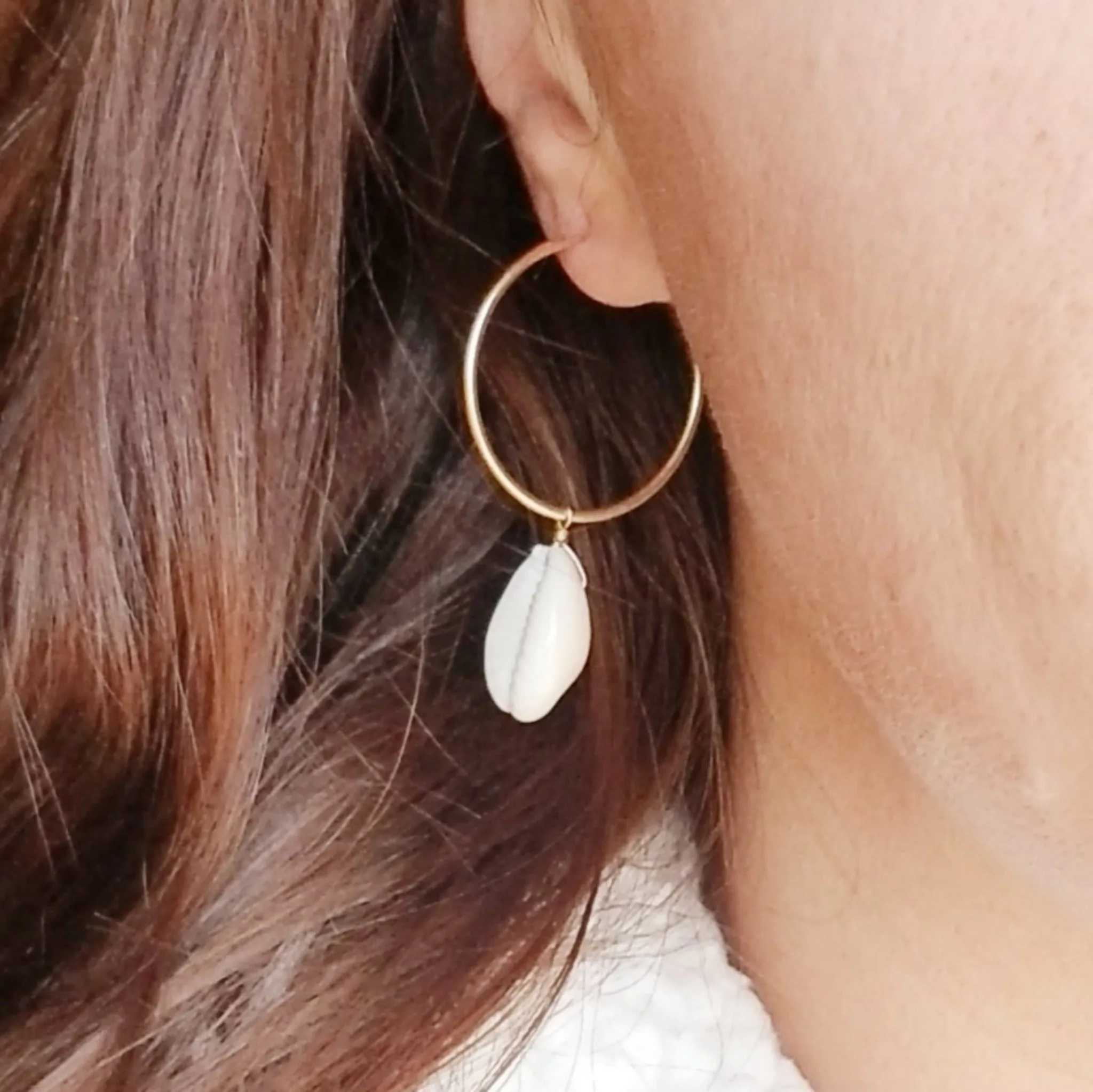Shell Eternity Hoop Earrings - Sterling or Gold