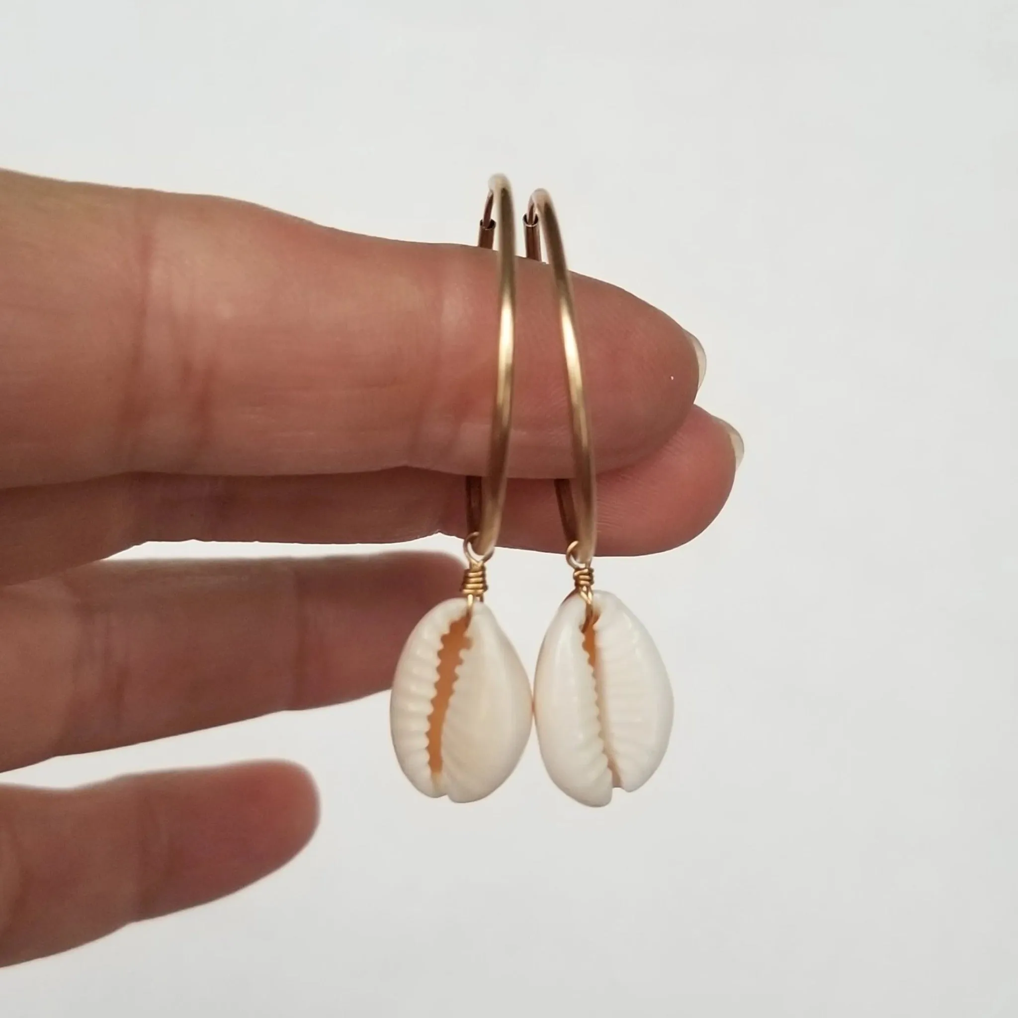 Shell Eternity Hoop Earrings - Sterling or Gold