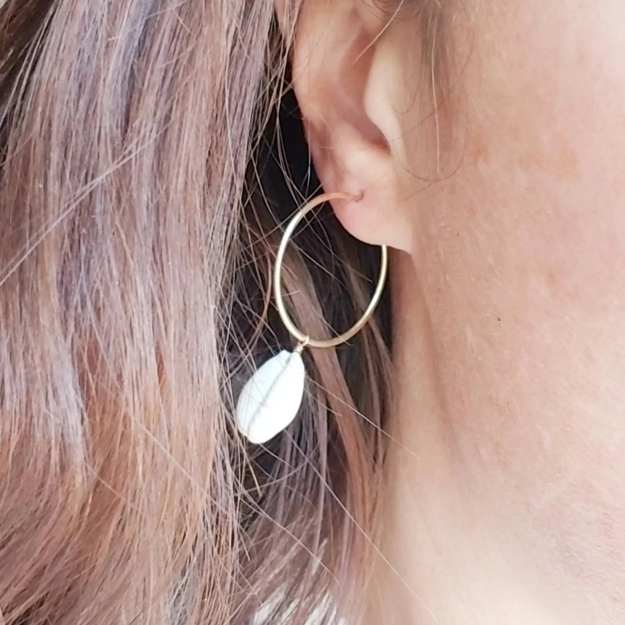 Shell Eternity Hoop Earrings - Sterling or Gold