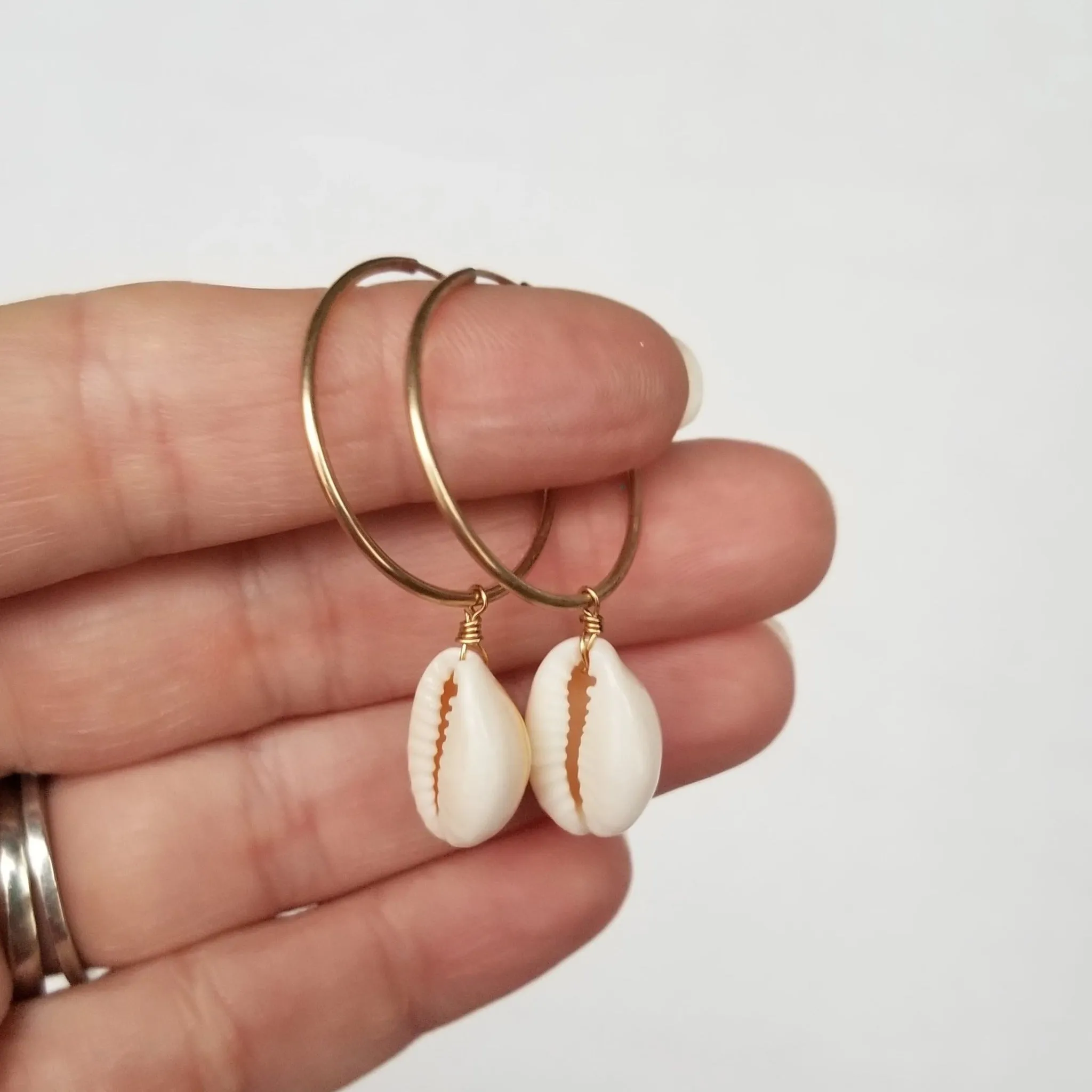 Shell Eternity Hoop Earrings - Sterling or Gold