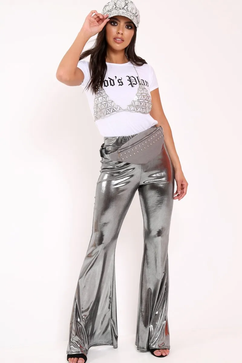 Silver Triangular Glitter Chain Bra - Bibi