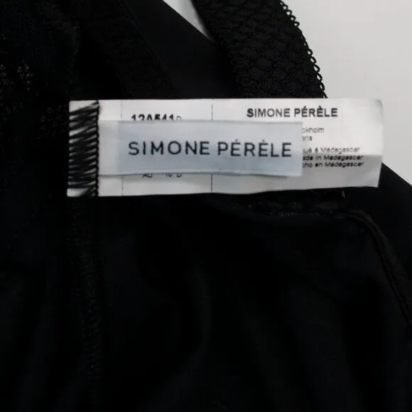 Simone Perele Lace Trim Bodysuit Womens 38 D 38D Black One Piece Underwire QQ14X