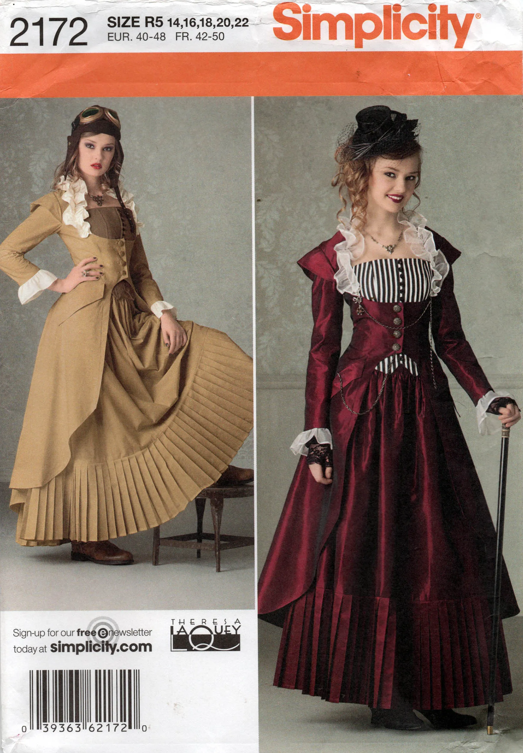 Simplicity 2172 THERESA LAQUEY Womens Steampunk Costume Jacket Skirt Bustier Sewing Pattern Size 14 - 22 UNCUT Factory Folded