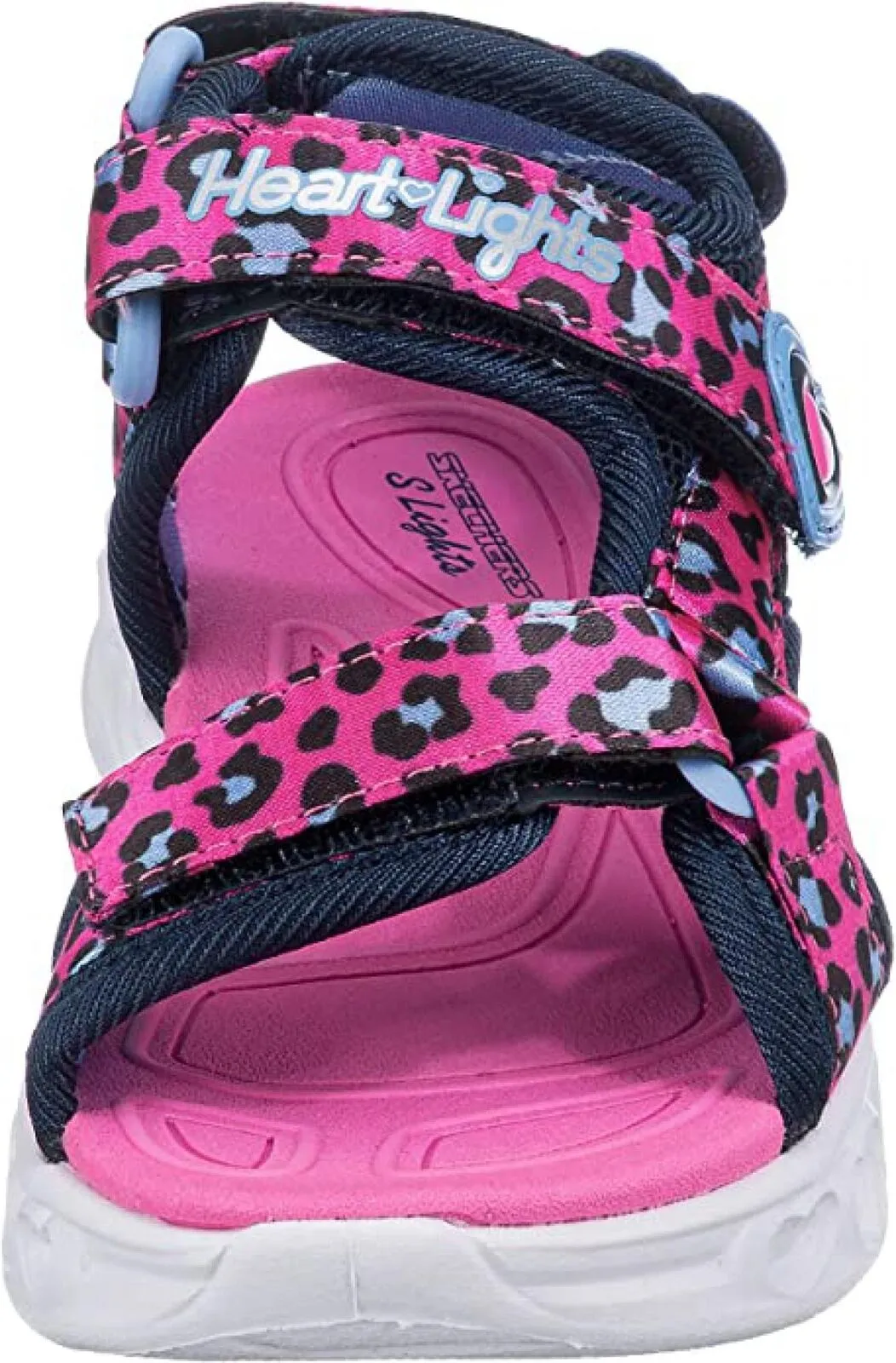 Skechers Girls' Lifestyle Lights Heart Savvy Cat Sandal Hot Pink / Blue 2
