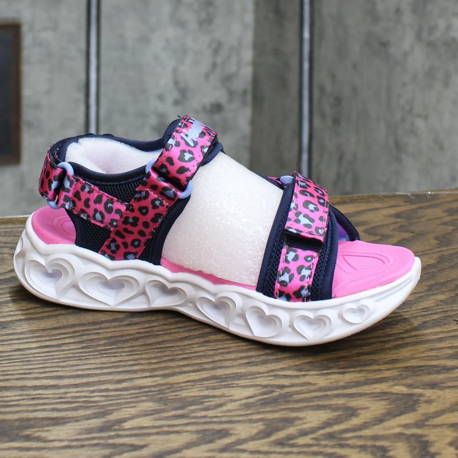 Skechers Girls' Lifestyle Lights Heart Savvy Cat Sandal Hot Pink / Blue 2