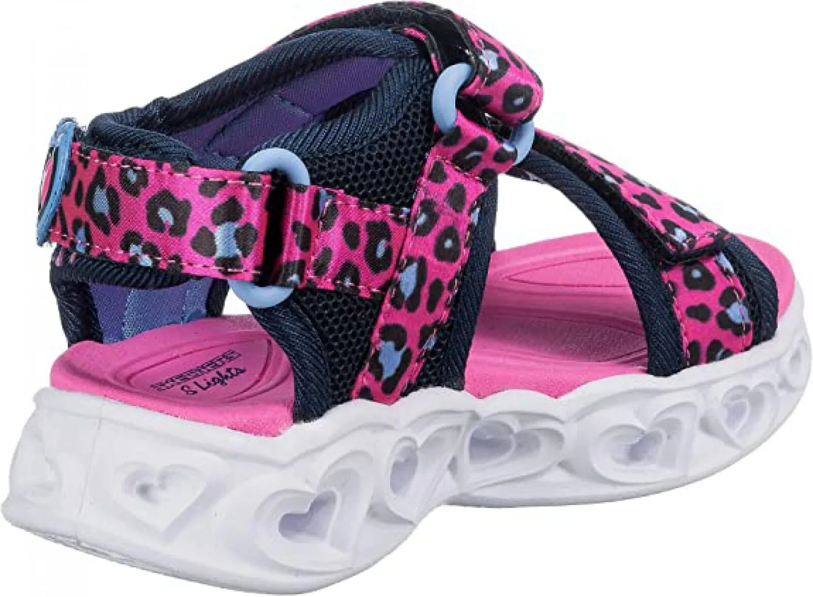 Skechers Girls' Lifestyle Lights Heart Savvy Cat Sandal Hot Pink / Blue 2