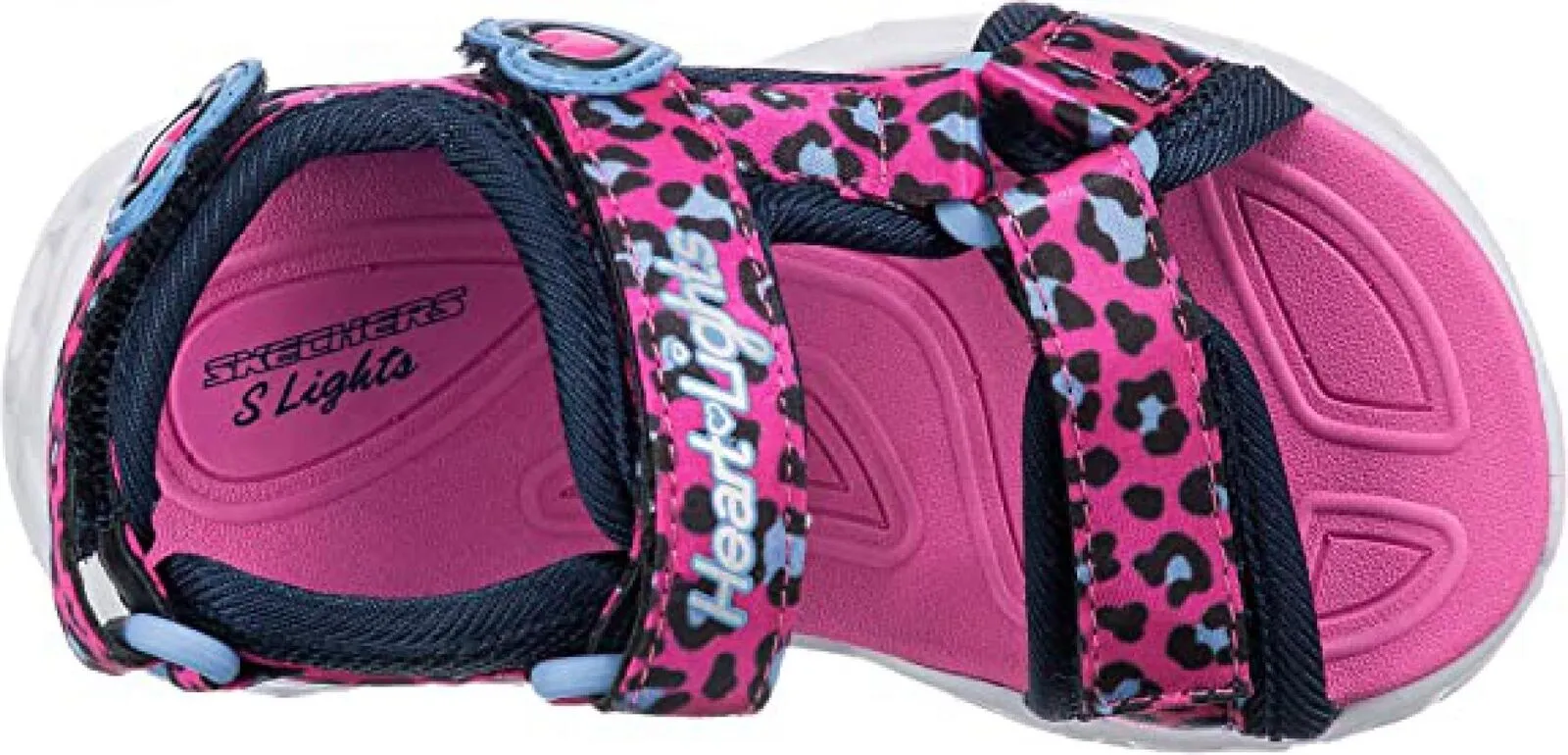 Skechers Girls' Lifestyle Lights Heart Savvy Cat Sandal Hot Pink / Blue 2