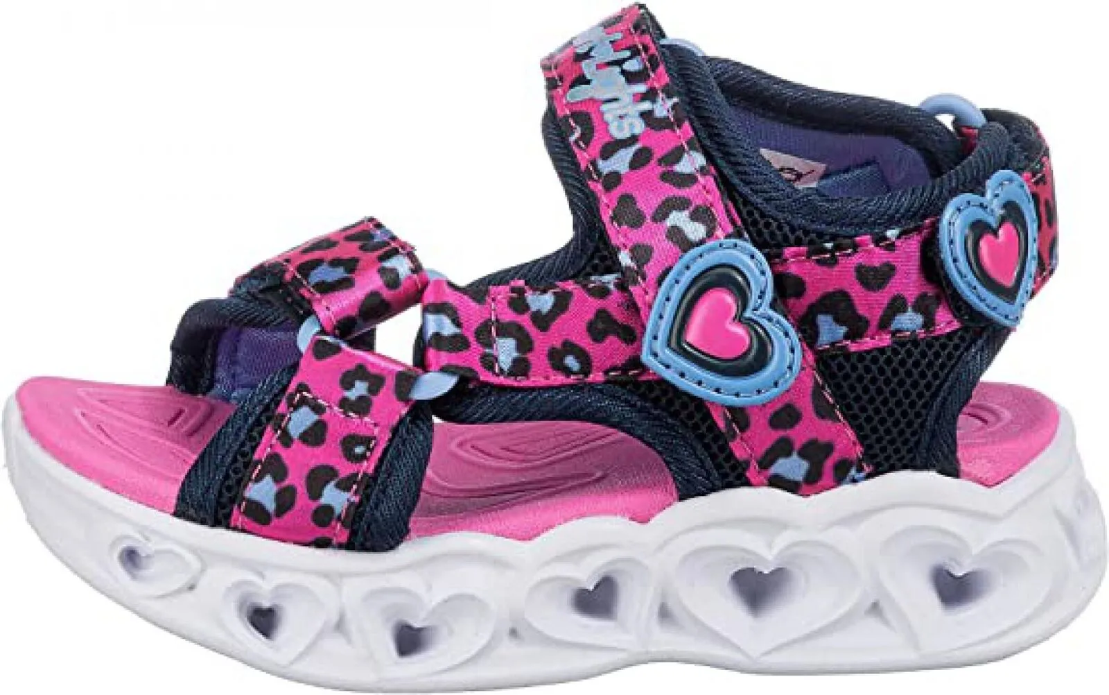Skechers Girls' Lifestyle Lights Heart Savvy Cat Sandal Hot Pink / Blue 2