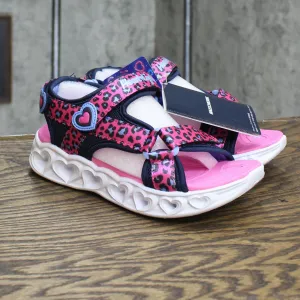 Skechers Girls' Lifestyle Lights Heart Savvy Cat Sandal Hot Pink / Blue 2
