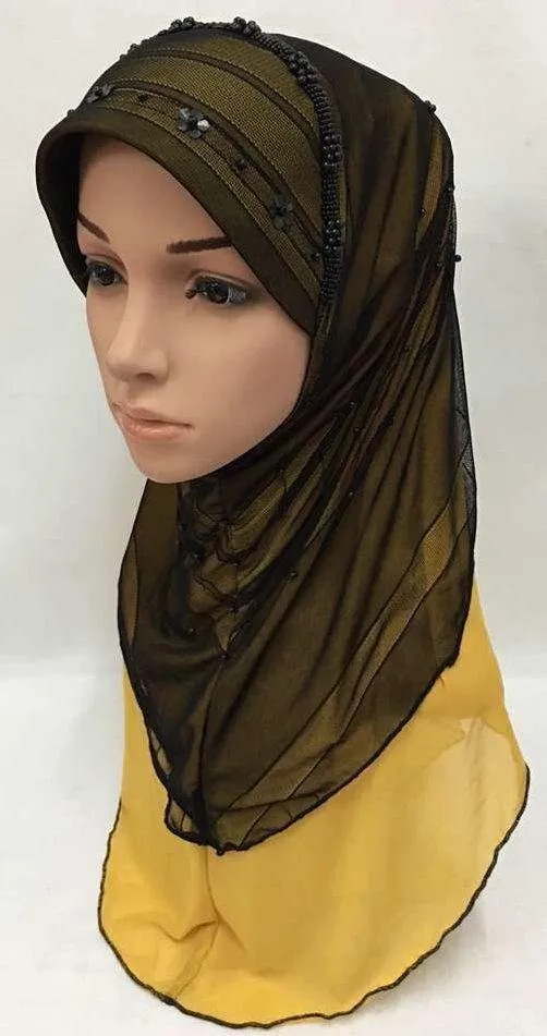 Slip-on LightWeight Double-Mesh-layered Muslim Hijab Islamic Scarf Shawls