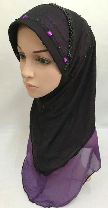 Slip-on LightWeight Double-Mesh-layered Muslim Hijab Islamic Scarf Shawls